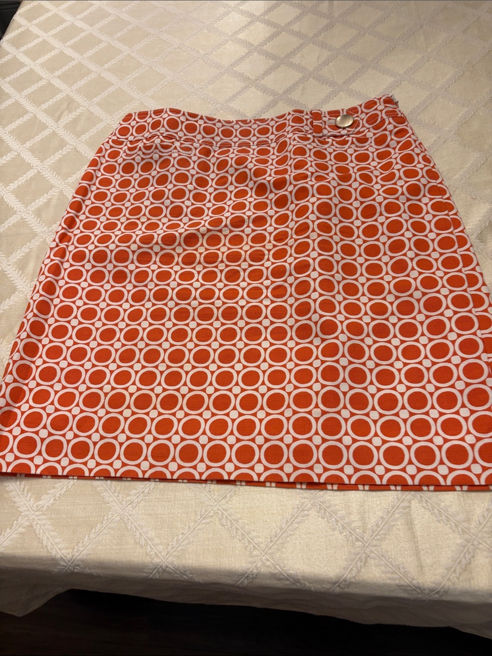 Ann Taylor Orange and White Geometric Mini Skirt